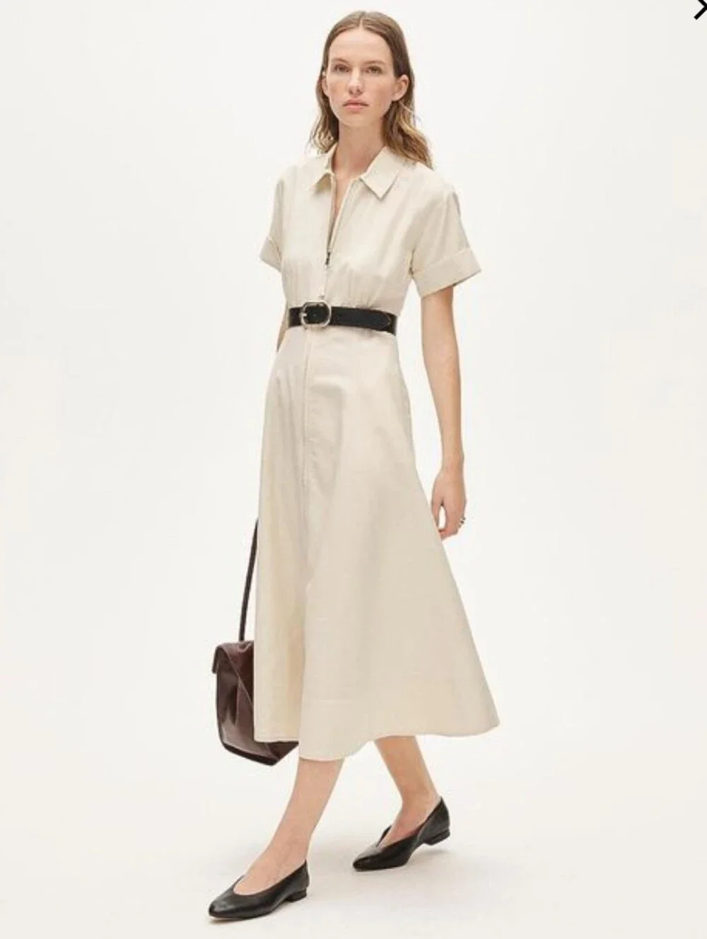 J Crew Petite zip-up shirt-dress in Gramercy linen blend CT676 Size 10 Petite